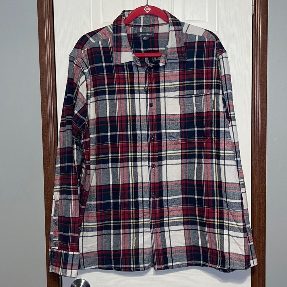 Eddie Bauer Mens Long Sleeve Plaid Button Down Soze XL